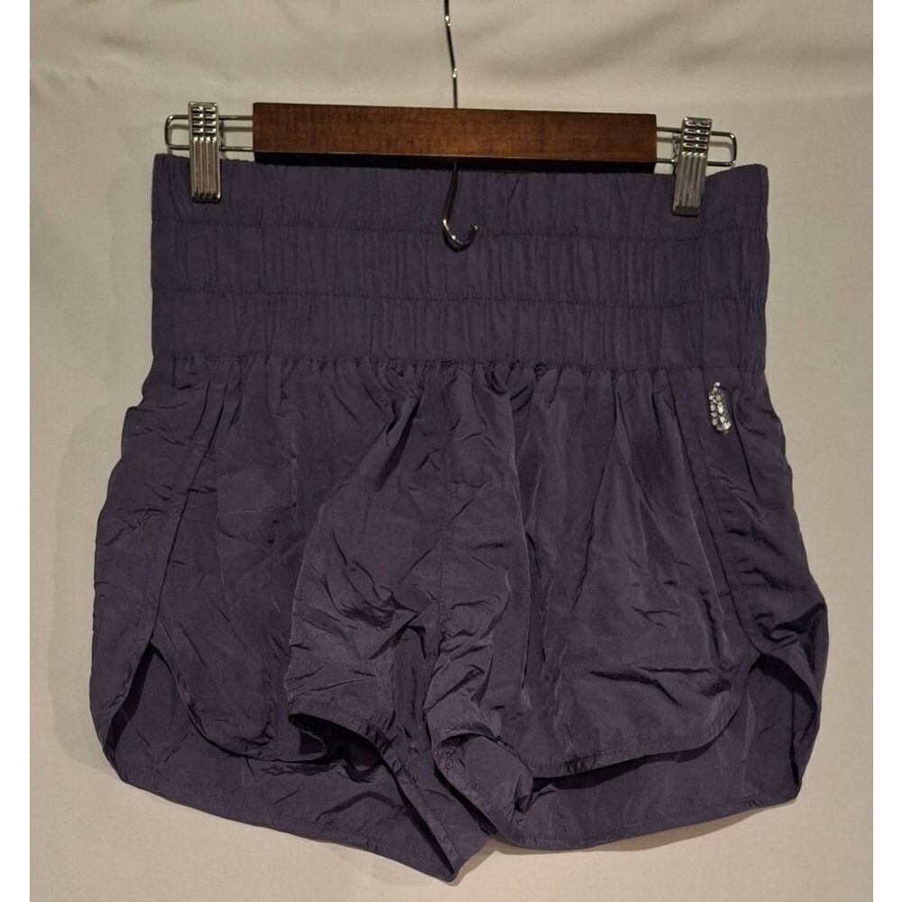 FP Movement The Way Home Shorts Dark Purple High Rise Smocked Running Womens XS